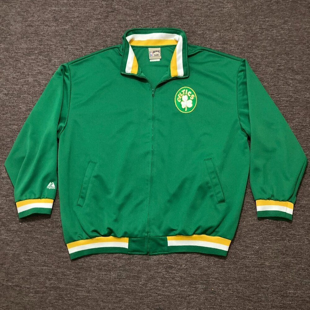 Hardwood Classics BOSTON CELTICS Men's 3XL Green Full Zip Warm-Up‎ Jacket
